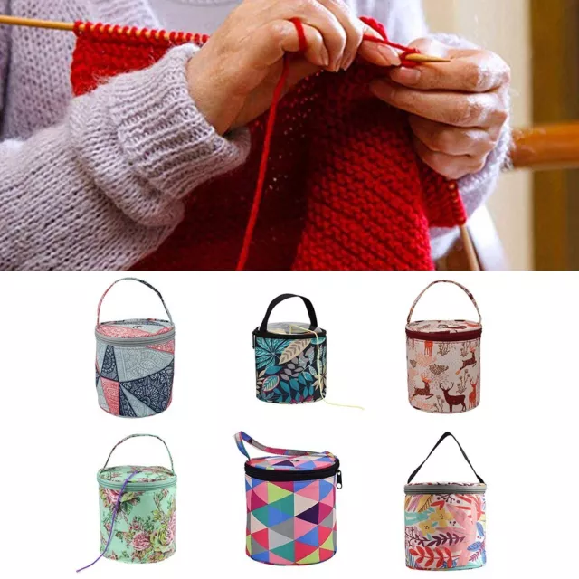 Wool Yarn Bag with Crochet Tool Storage Oxford Cloth Organizer for DIY Projects