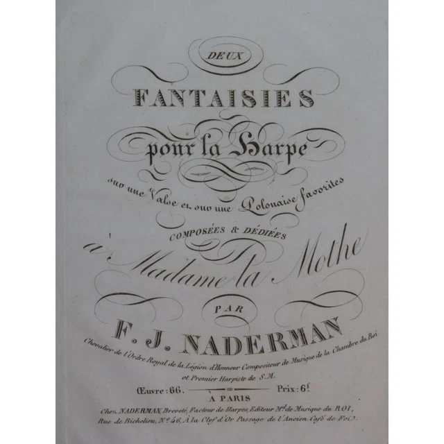 NADERMAN F. J. BOCHSA N. Ch. Pièces pour Harpe ca1820
