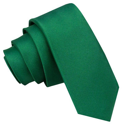 VERDE smeraldo da Uomo Skinny cravatta di raso pianura solido Formale Matrimonio Cravatta da DQT
