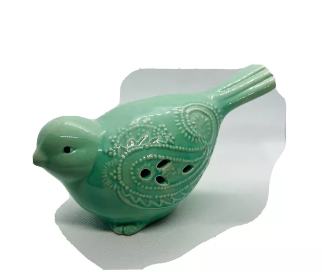 Ceramic bird blue green design dove