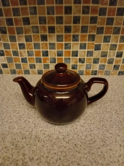 ARTHUR WOODS Teapot BROWN BETSY SMALL 11CM DIAM 9CM HIGH WITH LID VINTAGE