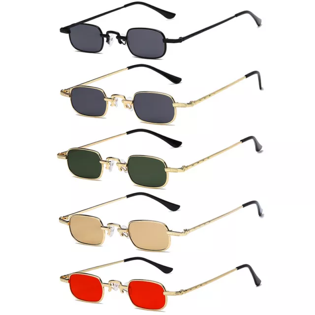 Mens Womens Small Rectangle Sunglasses Tinted UV400 Metal Fashion Glasses