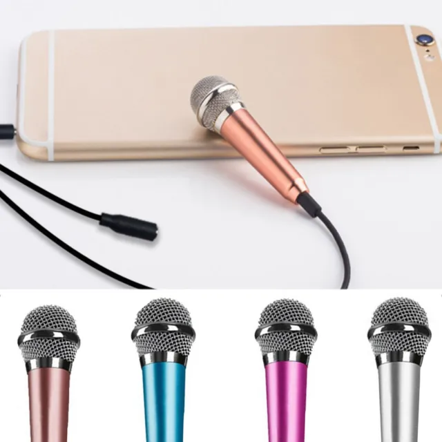 Mini Karaoke Condenser Wired 3.5mm Mic Microphone Mobile Phone For Android IOS