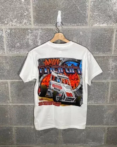VINTAGE Y2K 2000S Andy Martin Sprint Car USAC Racing White Graphic T ...