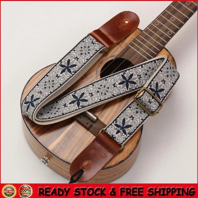 RETRO GUITAR EMBROIDERY Pattern Flowers Strap for Guitarist Men Women ...