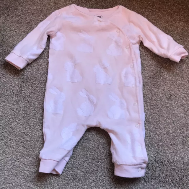 Size 0-3 Months Baby Girl Sleep Suit Grow Pink Rabbit Easter Mamas & Papas Bunny