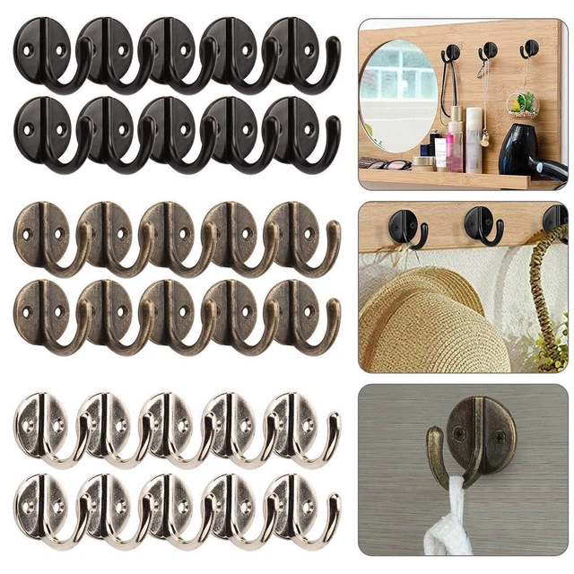10/20x Small Rustic Coat Hooks Cast Iron Wall Mount Hat Hook Towel Key Dog Leash