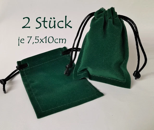 2x Samtsäckchen grün 7,5x10 Säckchen Geschenk Adventskalender Weihnachten 0590