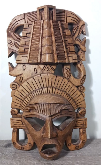 Antique Hand Carved South American Wood Mask Large