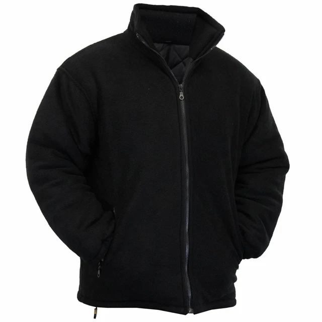Men's Extra Thick Warm Fleece Heavy Duty Work Jacket Padded Zip Winter Black