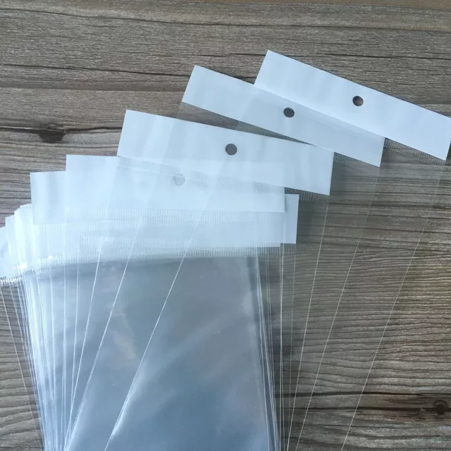 Clear Self Sealable OPP Seal Plastic Cellophane Bags Adhesive With Hang Hole 2