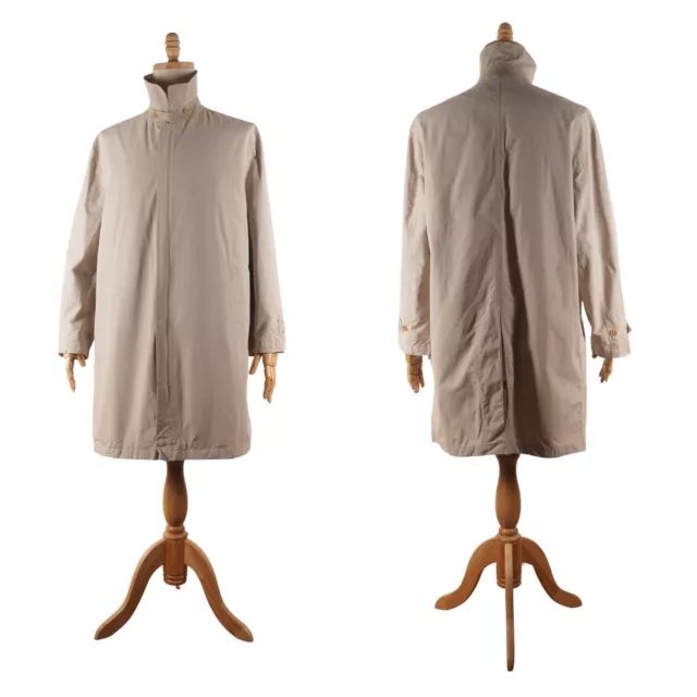 Lanvin Paris Vintage Men Beige Mac Trench Coat Zip Jacket size 42 / 52 / L Large