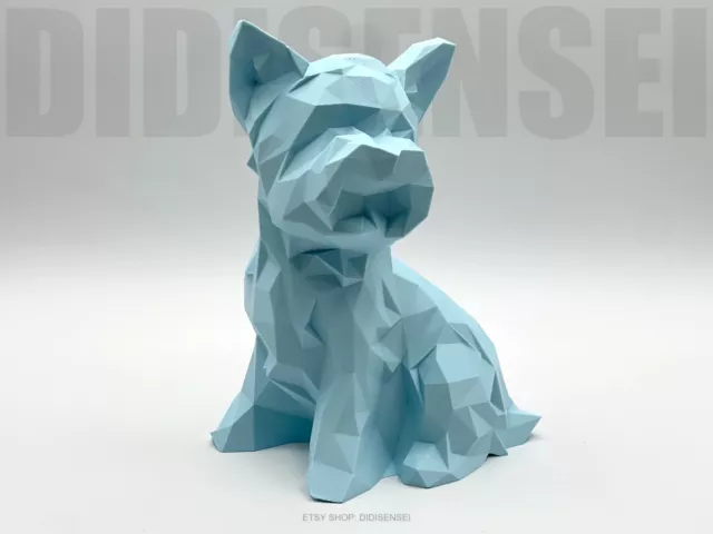 Low Poly Minimalist Yorkie Sculpture-6"~12" Height-Custom Colors-3D Printed