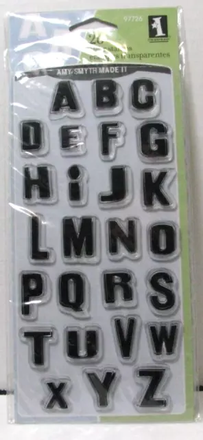 Fun Alphabet 26 Pcs Clear Acrylic Cling Stamps Inkadinkado NIP