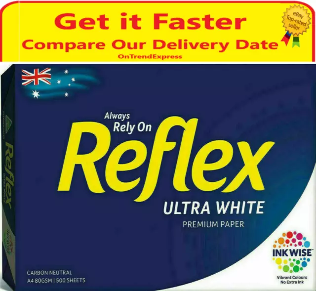 1 x Reflex A4 Ream Ultra White Copy Paper 80gsm - 1 Ream 500 Pages Sheets