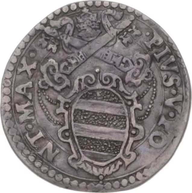 Italien-Kirchenstaat - Testone o.J., Ancona - Pius V., 1566-1572