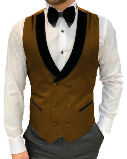 Mens Tweed Waistcoat Vintage Retro Herringbone Wedding Business Vest 42 44 46 48
