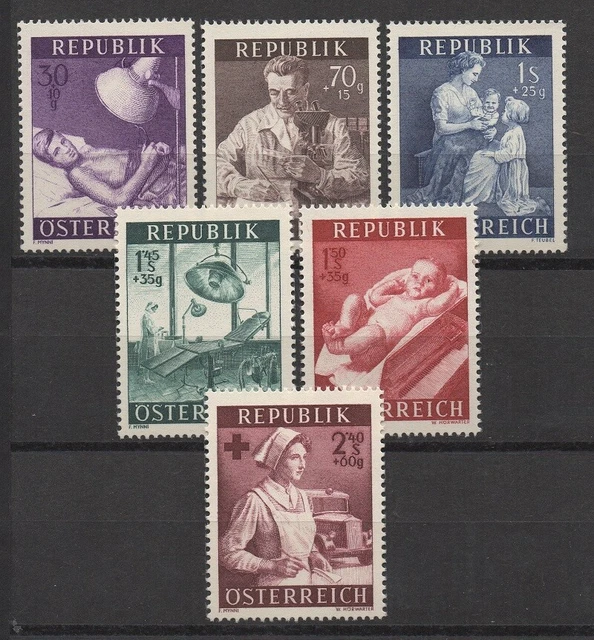 Austria 1954 Sc# B288-B293 Mint MNH doctor patient health bed baby nurse stamps