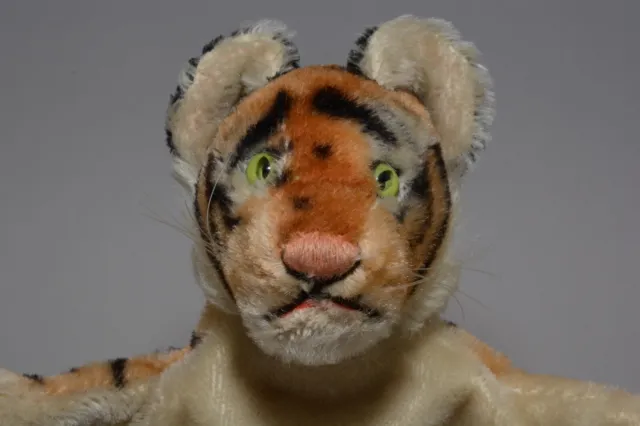 STEIFF Germany TIGER Mohair Hand Puppet Toy 9" 23cm Mr Rogers Daniel 1960's