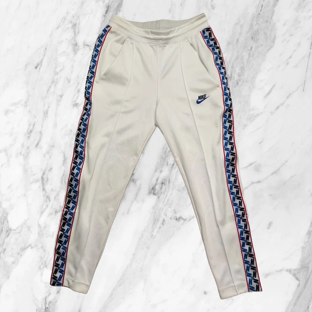 NIKE PANTALONI TUTA Uomo Taglia S Bianchi Bottoni Strisce Laterali