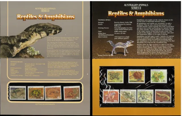 1982 Australian Last Native Animals Stamp Packs Series Set Reptiles / Amphibians
