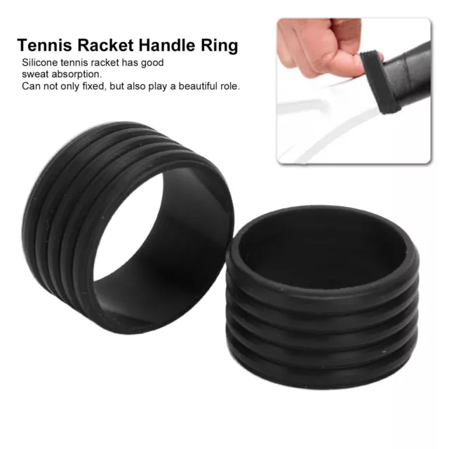(Black) Silicone Racket Ring Tennis Racket Sealing Ring Reusable Wear