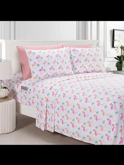 Elegant Comfort Luxury Soft Bed Sheets Flamingo Pattern 1500 Thread Count