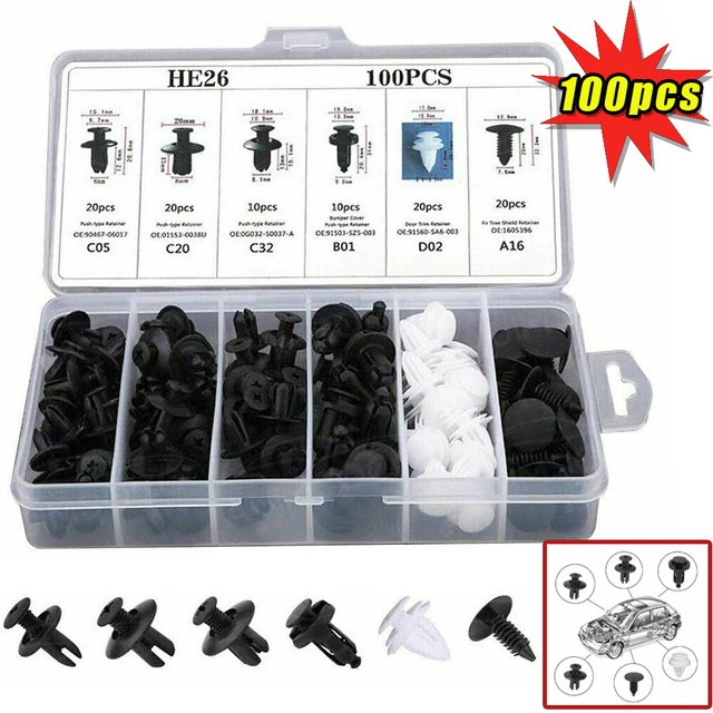 100 x Box Set Bumper Fender Liner Push Type Retainer Clips for Chevy GM Car Suv