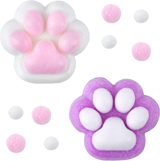 Kristall Katzenpfote Squishies 12,7cm - Kawaii Stressball Für Kinder & Erwachsene In Clear & Pink