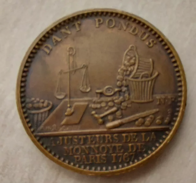 Jeton, administration des monnaies médailles, Monnaie de Paris, Dant Pondus 1767