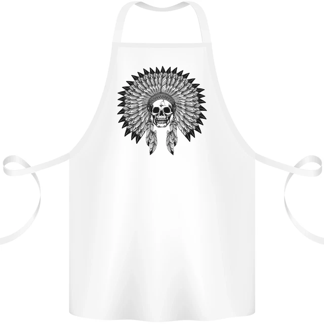 Indian Skull Headdress Biker Motorcycle Cotton Apron 100% Organic