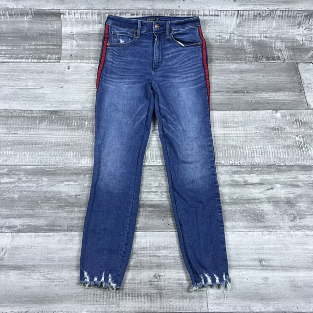 Abercrombie & Fitch Simone High Rise Ankle Jeans Womens 27/4 Blue Denim Raw Hem