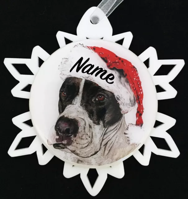 Santa Pit Bull Terrier Dog Breed Christmas Ornament - Free Personalization