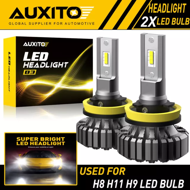 AUXITO H11 H8 H9 LED Headlight Kit Low Beam Bulb White 6500K 20000LM Fanless EA