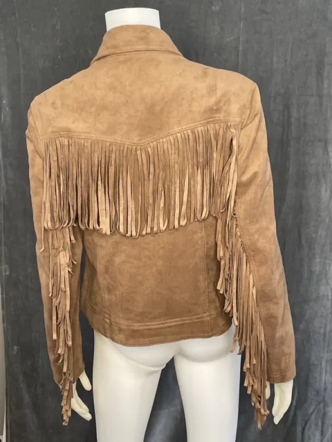 HOLLISTER ABERCROMBIE BROWN faux side fringe jacket size small moto style  rustic $39.00 - PicClick