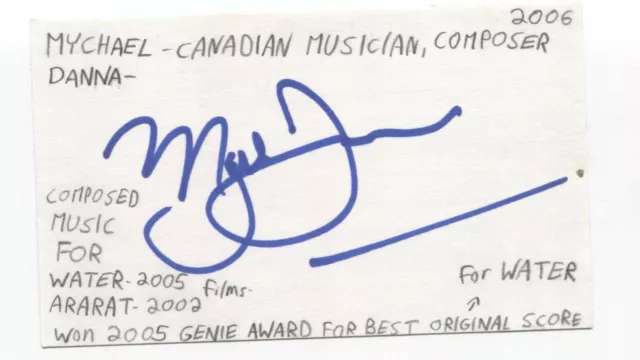 Mychael Danna Signed 3x5 Index Card Autographed Composer Life of Pi Oscar Winner