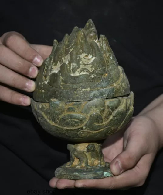 7.2 " Old Chinese Bronze ware Dynasty Boshan incense burner censer