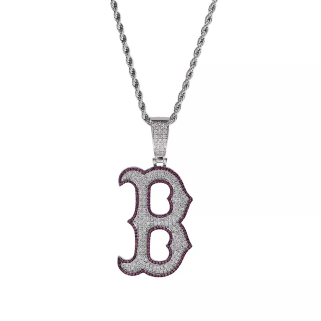 Hip Hop Pendant Necklace Bling ICED AAA+ CZ B Letter 18K Gold Silver Plated 2