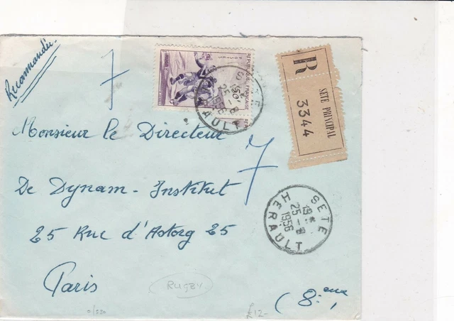 france 1956 sport stamps cover ref 20844