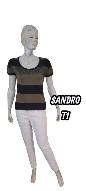 Haut Femme Occasion Sandro Paris - Taille 2 Multicolore, En Mélange De Soie, Sans Manches
