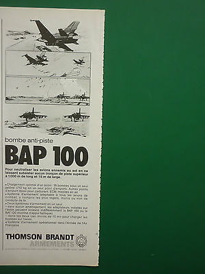 5/1985 PUB THOMSON BRANDT ARMEMENTS BAT 120 BOMBE APPUI TACTIQUE BOMB FRENCH AD 