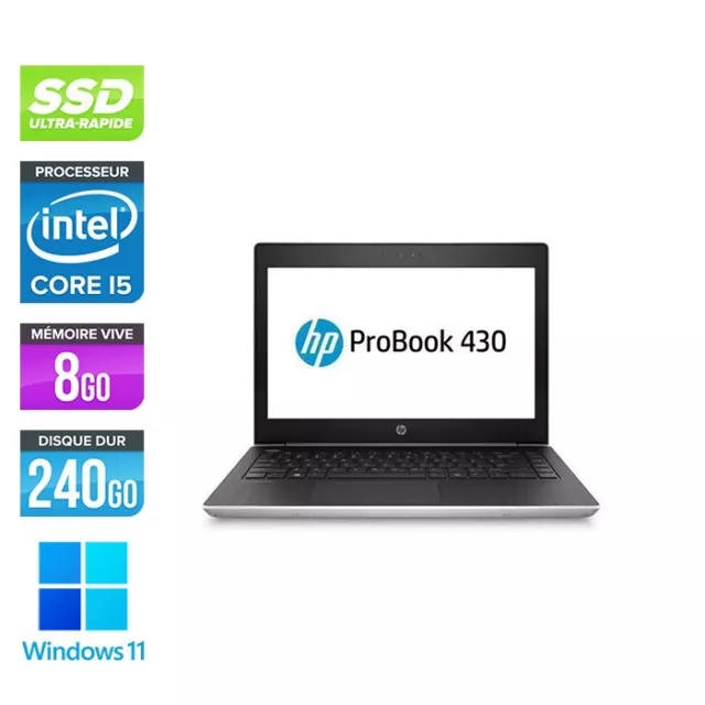 pc portable hp probook 430 g5 i5 8th ddr4 8g ssd 256g 13.3"FullHD