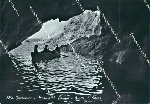 cg472 cartolina elba pittoresca marina di campo grotte di mare livorno