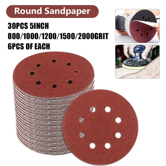 Disques De Ponçage 125 Mm - 32 Pièces Grains P40 à P1000, 8 Trous, Pour Ponceuse Girafe