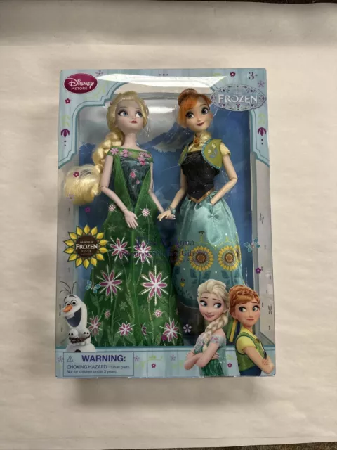 Disney Store Frozen Fever Elsa & Anna Doll Set Happy Birthday 2 Dolls Brand New