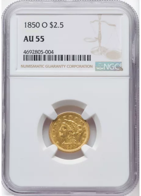 1850-O $2.50 Gold Liberty Head NGC AU55 Gold Quarter Eagle 805004