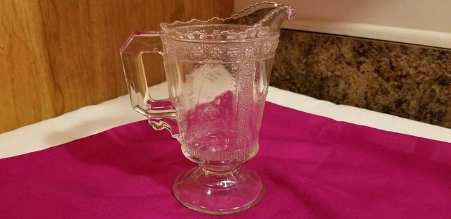 Antique 1880's Adams EAPG Egyptian Pressed Glass Creamer Cream Pitcher