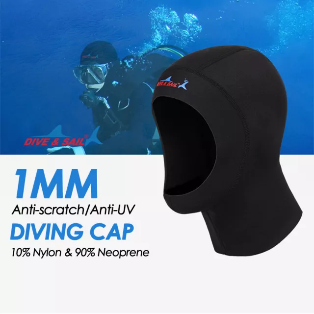 Neoprene Diving Cap Helmet Hat Neck Cover Wetsuit Surfing Hood Kayak Scuba 1mm