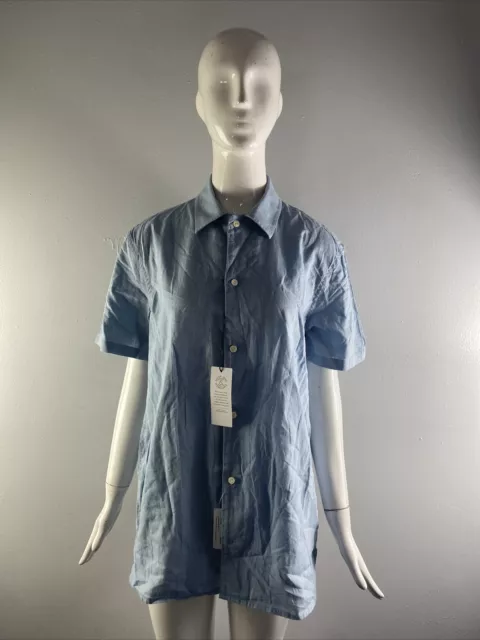 NWT Treasure & Bond Womens Casual Short Sleeve Button Up Shirt Blue Size S