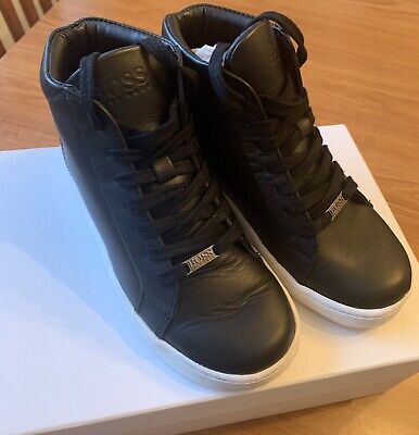 Hugo Boss Boys Black Leather Boots Size 2